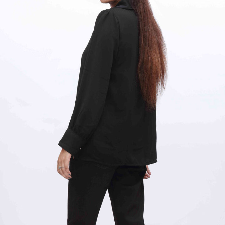 Black Plain Georget Chiffon Top PW9020