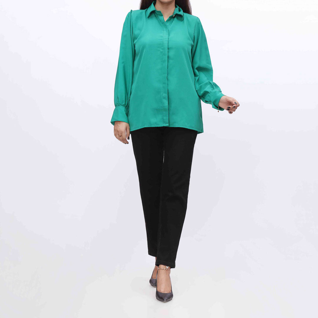 Green Plain Georget Chiffon Top PW9020