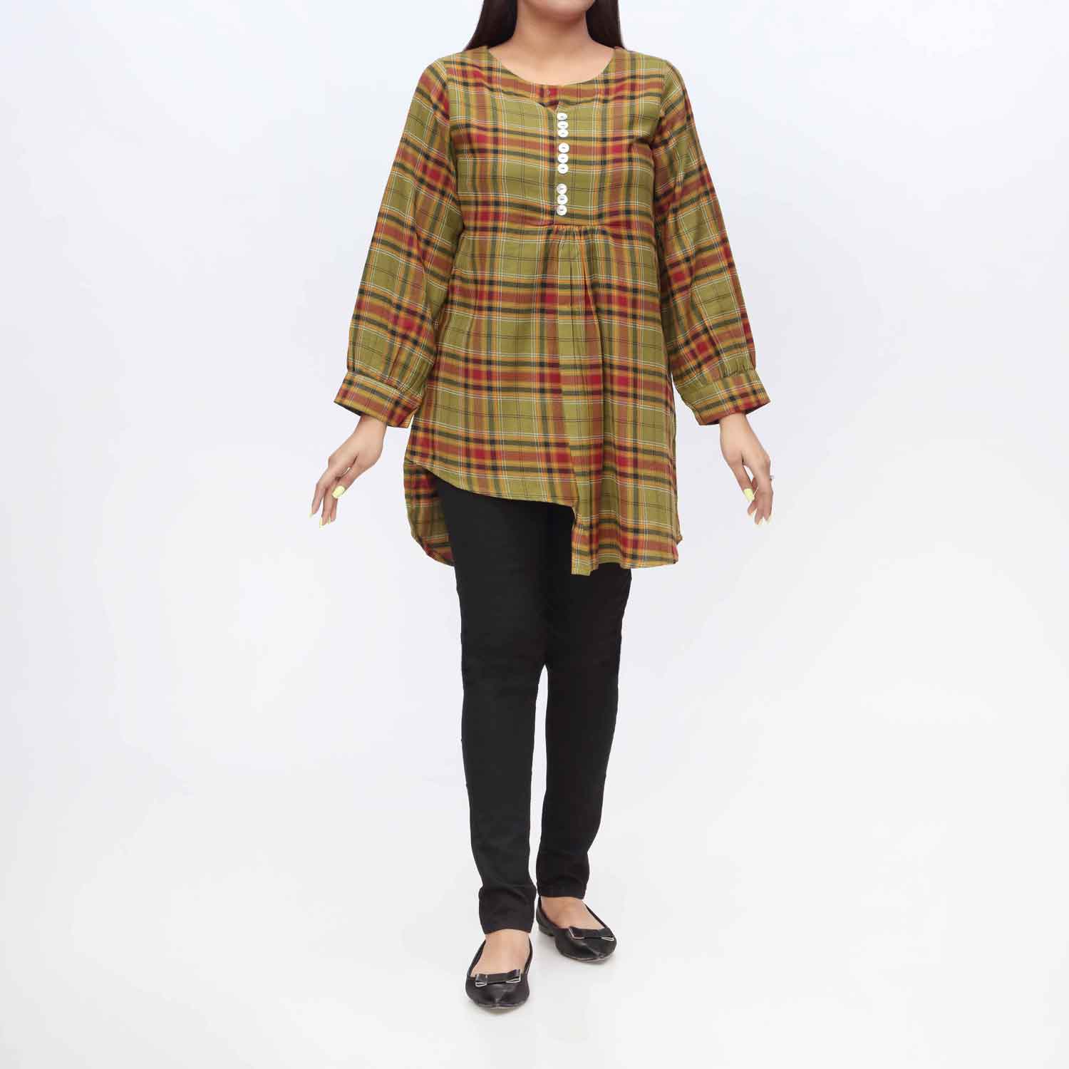 1PC- Flannel Checkered Top PW9040