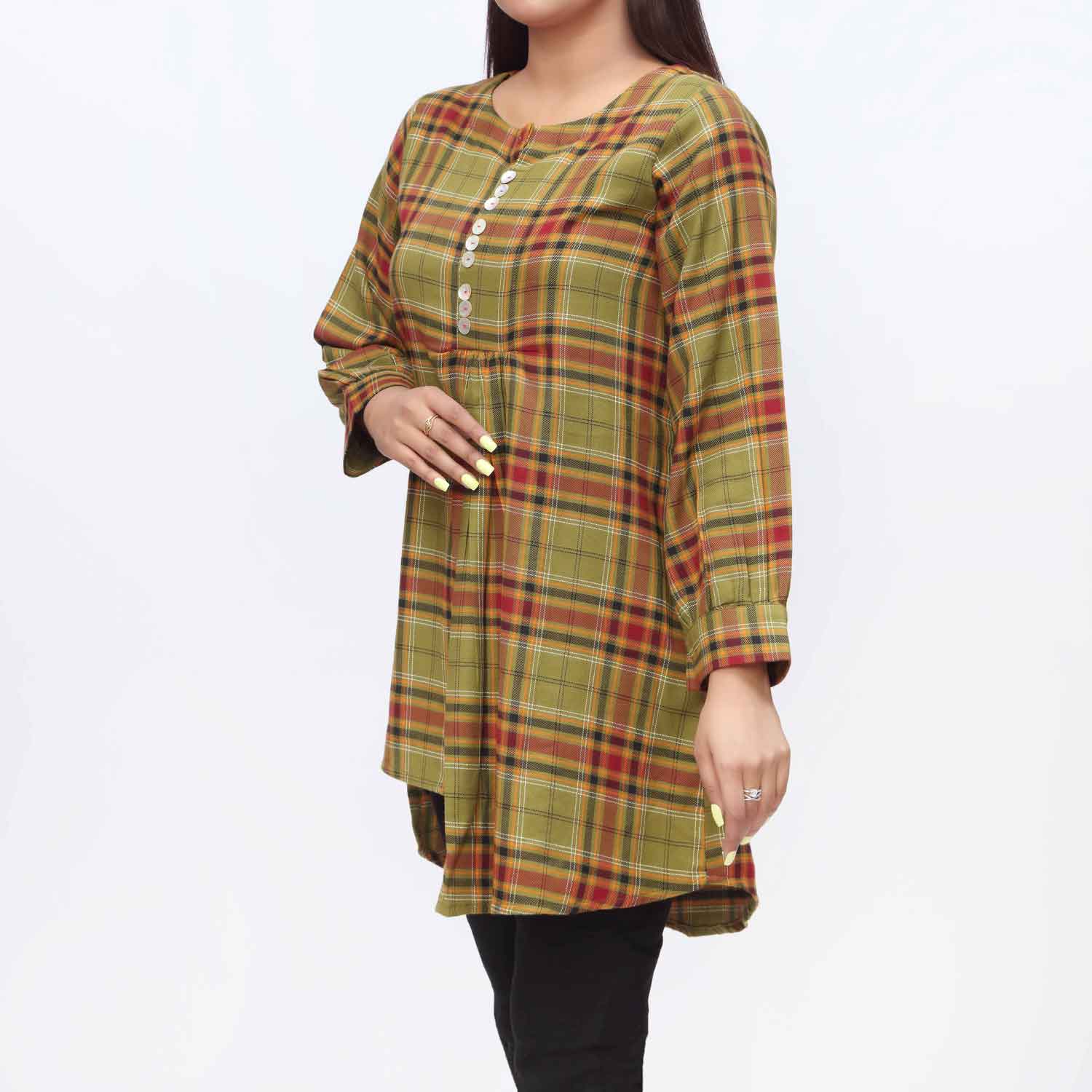 1PC- Flannel Checkered Top PW9040
