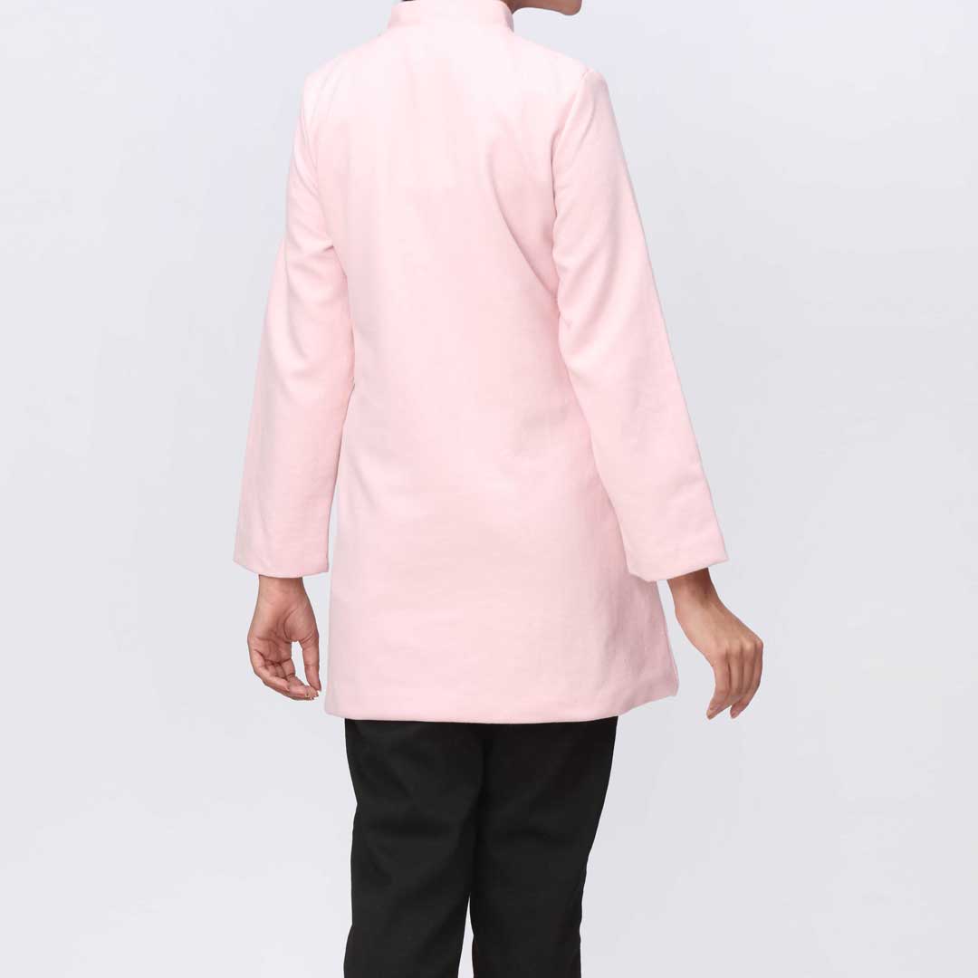 Pink Woolen Button Coat  PW9116