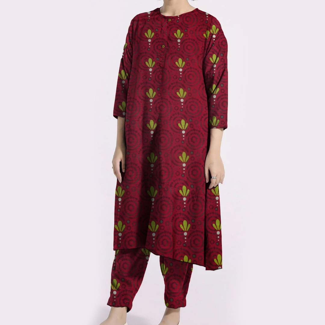 2PC- Unstitched Digital Printed Khaddar Suit PW9304