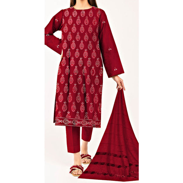 3PC- Unstitched Embroidered Suit PW9387