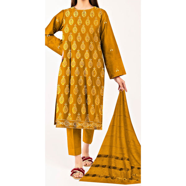 3PC- Unstitched Embroidered Suit PW9387