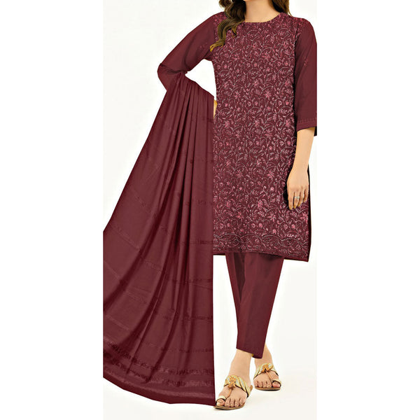 3PC- Unstitched Embroidered Suit PW9388