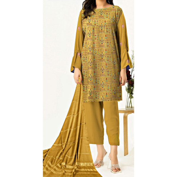 3PC- Unstitched Embroidered Suit PW9389