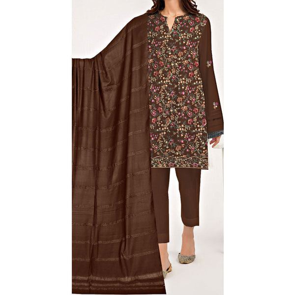 3PC- Unstitched Embroidered Suit PW9390