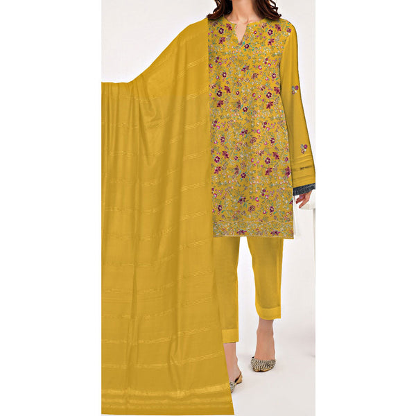 3PC- Unstitched Embroidered Suit PW9390