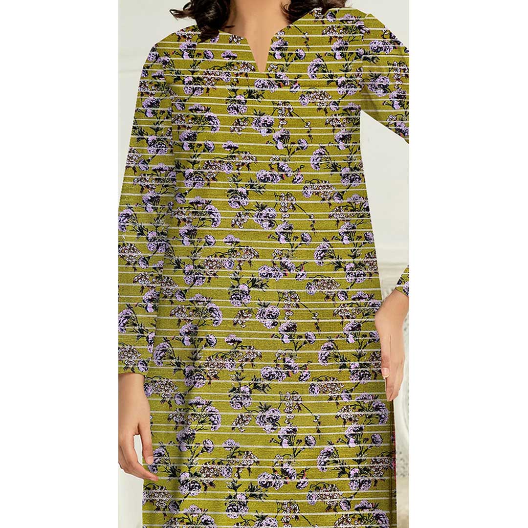 1PC- Unstitched Digital Printed Slub khaddar Shirt PW9405