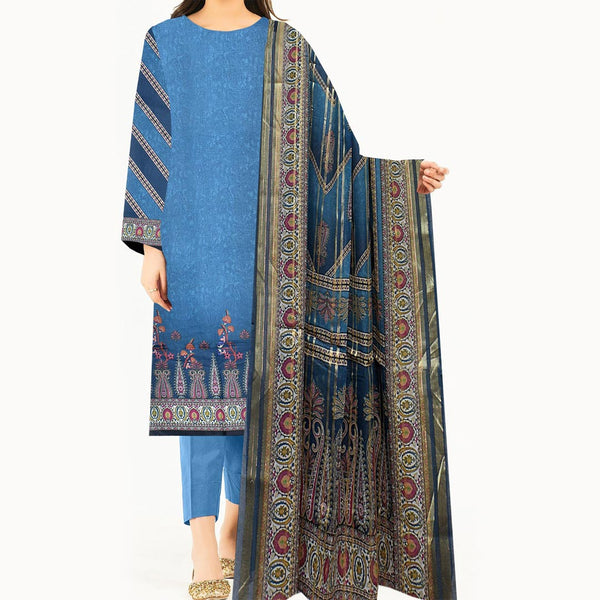 3PC- Unstitched Digital Printed Lawn Suit PW9421