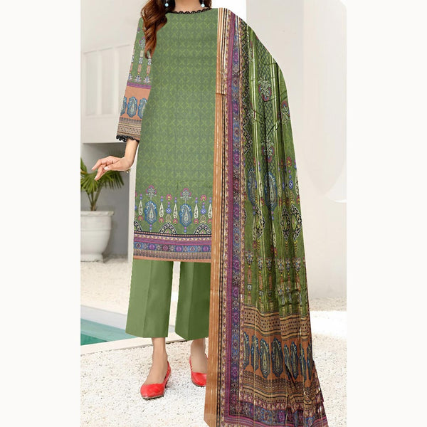 3PC- Unstitched Digital Printed Lawn Suit PW9424
