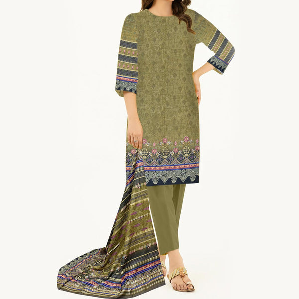 3PC- Unstitched Digital Printed Lawn Suit PW9430