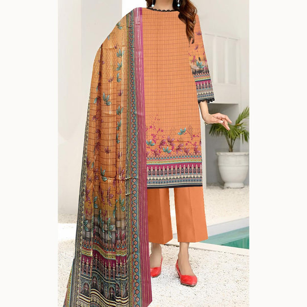 3PC- Unstitched Digital Printed Lawn Suit PW9434