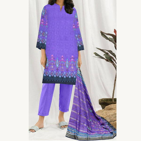 3PC- Unstitched Digital Printed Lawn Suit PW9436
