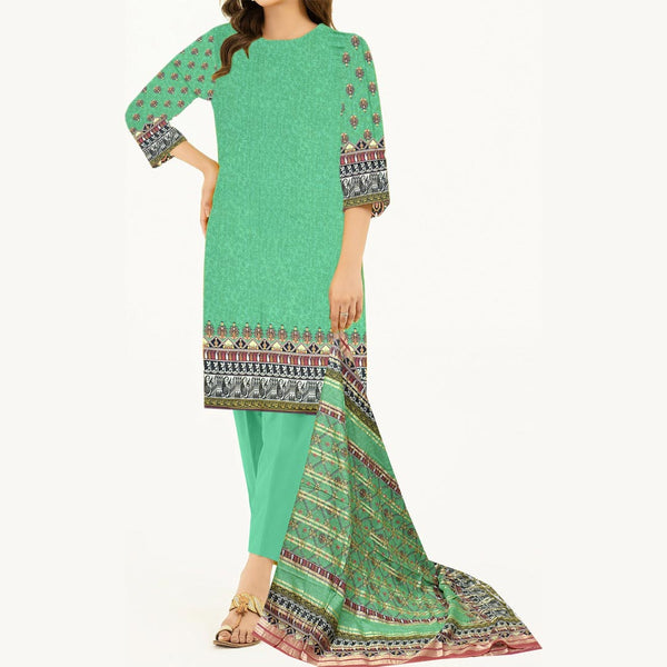 3PC- Unstitched Digital Printed Lawn Suit PW9437