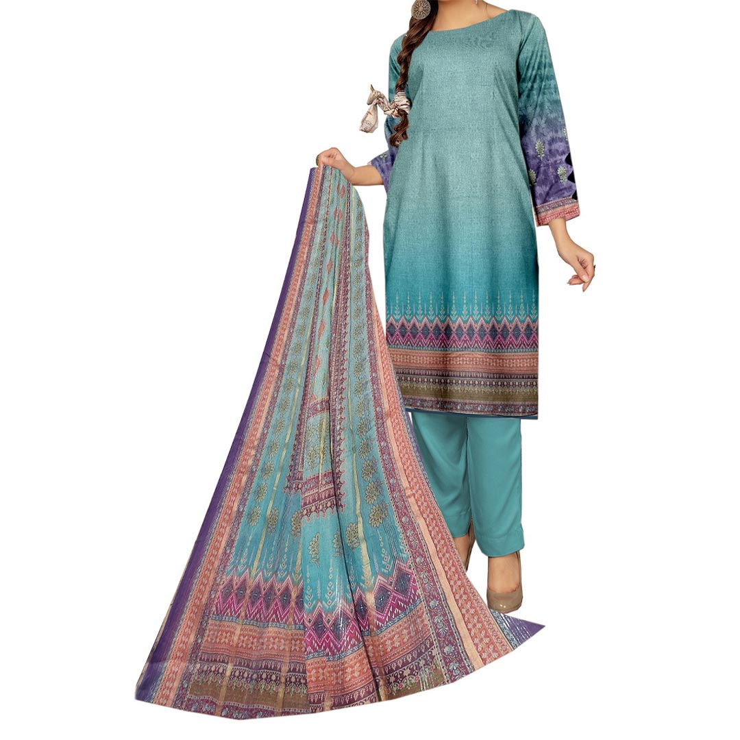 3PC- UnStitched Digital Printed Lawn Suit PW9441