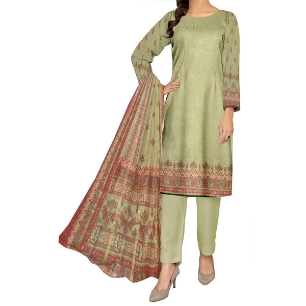 3PC- Unstitched Digital Printed Lawn Suit PW9443