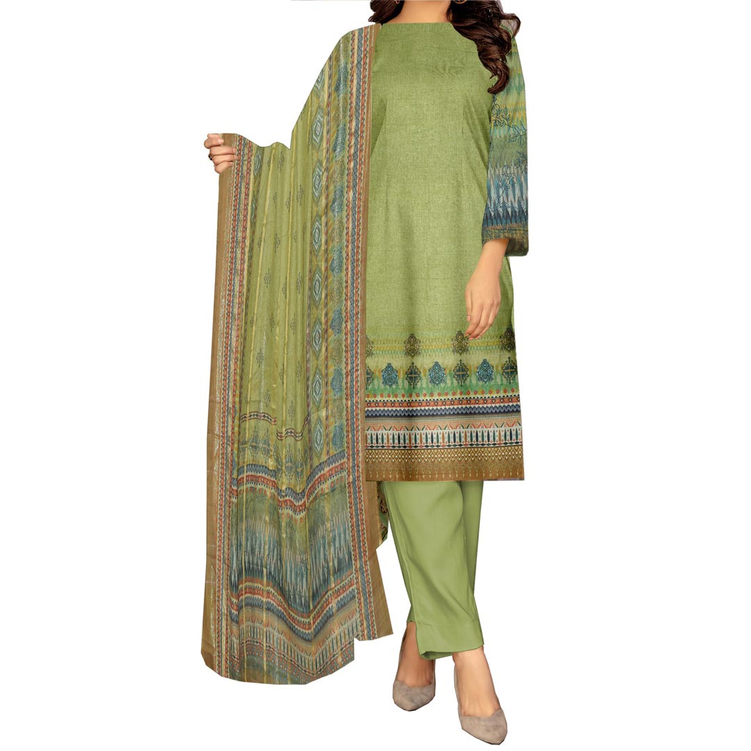 3PC- UnStitched Digital Printed Lawn Suit PW9445