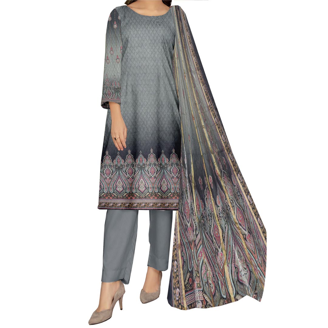 3PC- UnStitched Digital Printed Lawn Suit PW9449