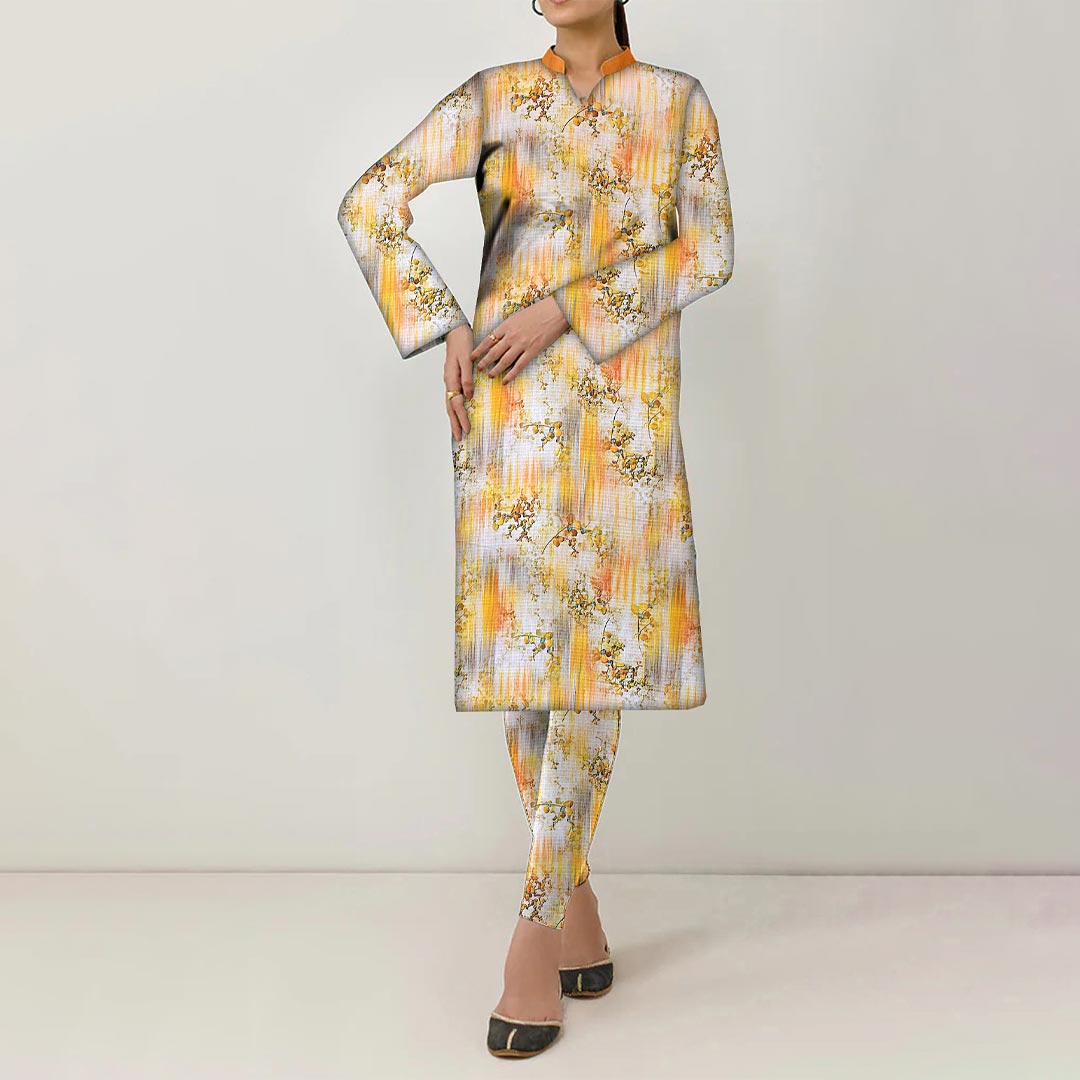 2PC- UnStitched Digital Printed Linen Suit PW9460