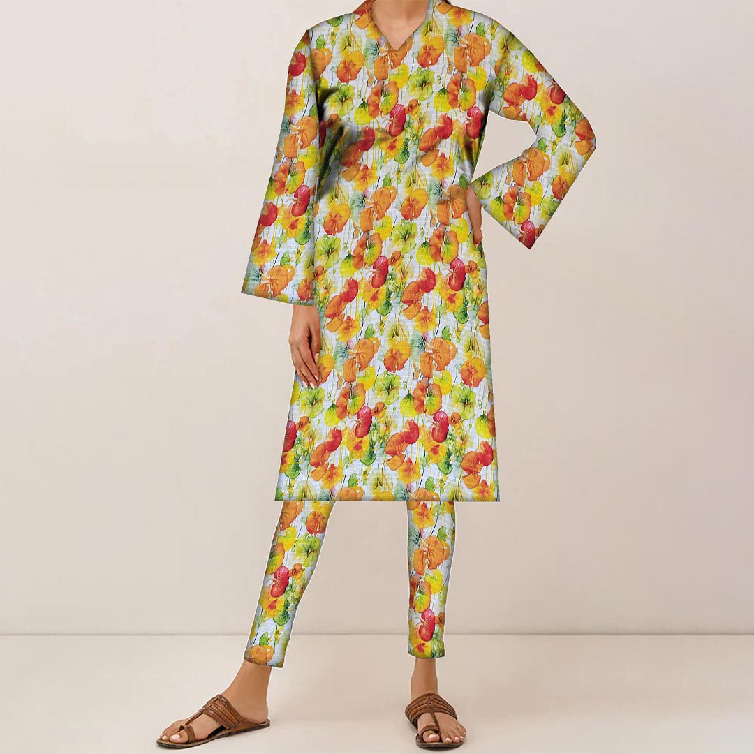 2PC- UnStitched Digital Printed Linen Suit PW9477