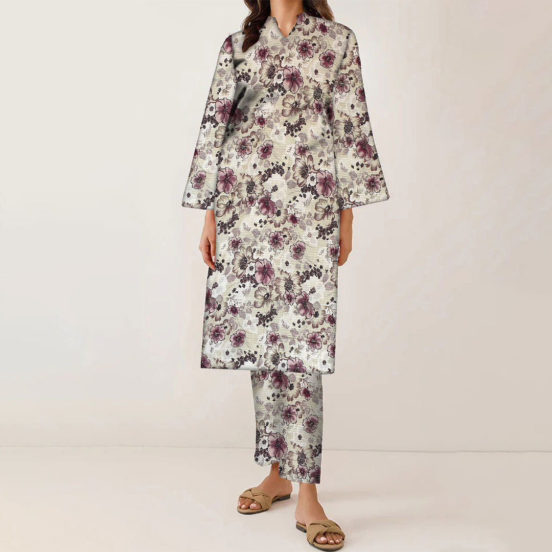 2PC- UnStitched Digital Printed Linen Suit PW9485