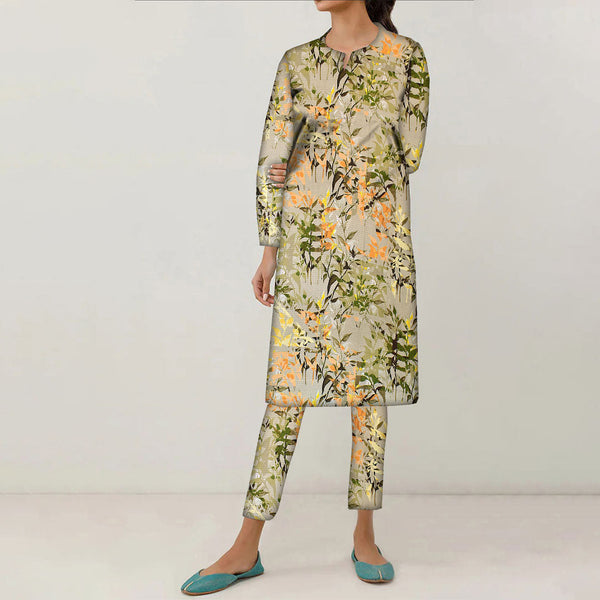 2PC- Unstitched Digital Printed Linen Suit PW9487