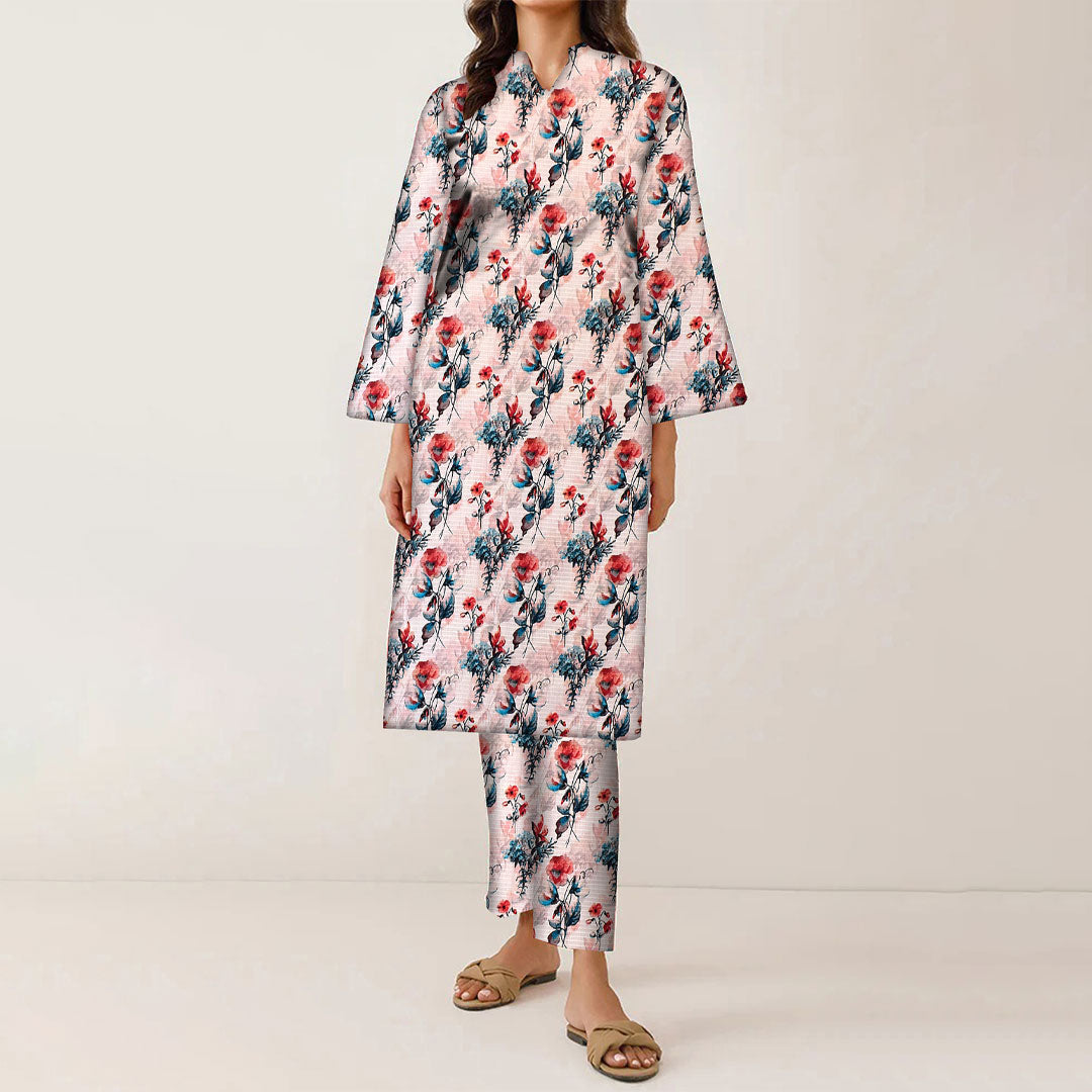 2PC- UnStitched Digital Printed Linen Suit PW9488