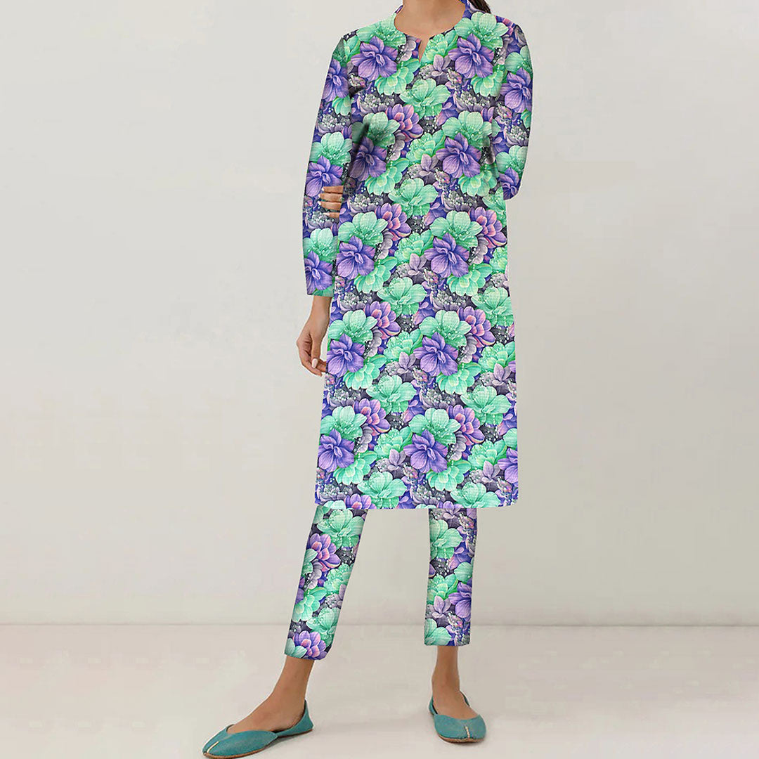 2PC- UnStitched Digital Printed Linen Suit PW9489