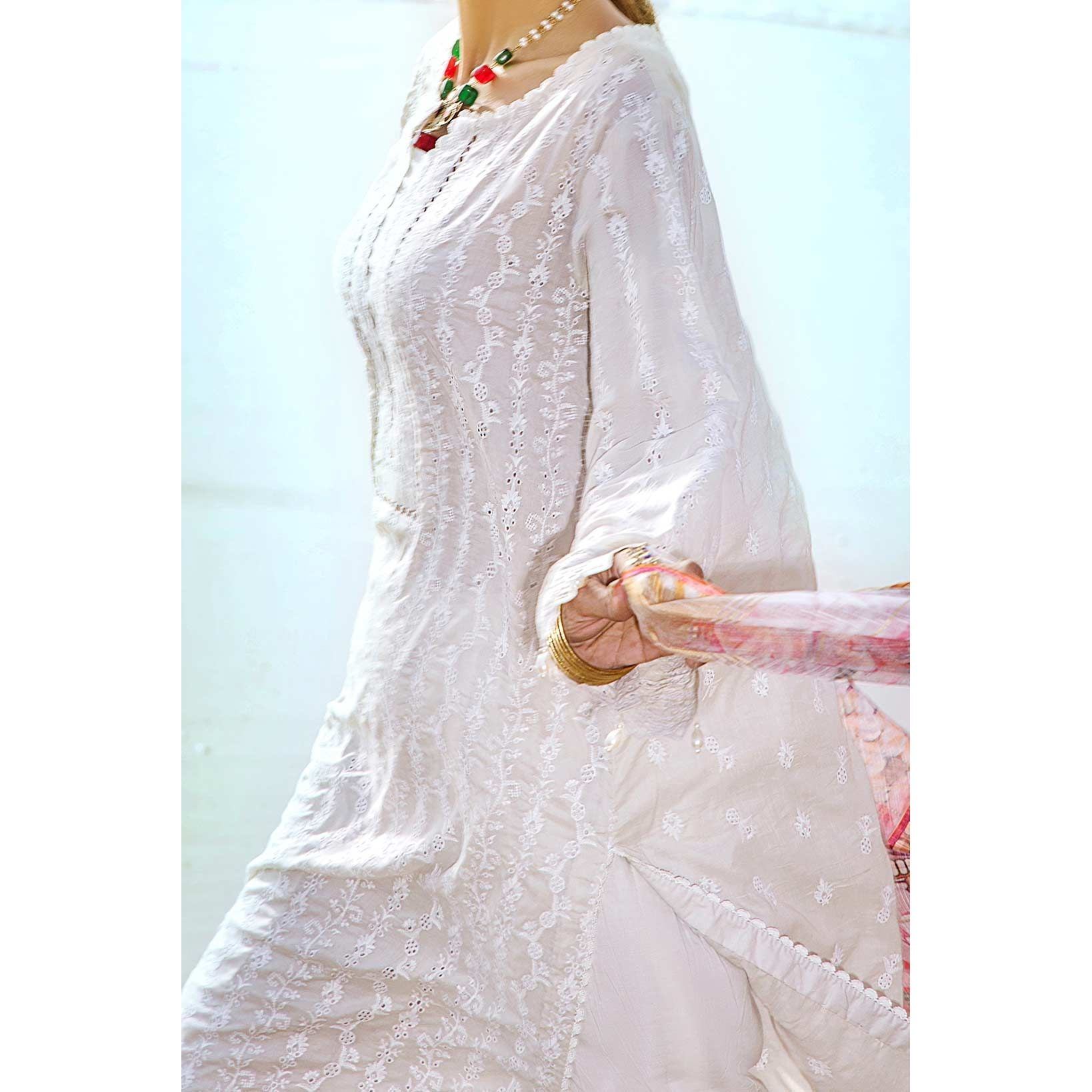 3PC- Unstitched Embroidered Chikankari Suit PW9496