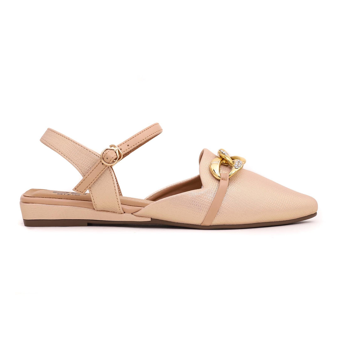 Beige Sling Back Flats WN5316