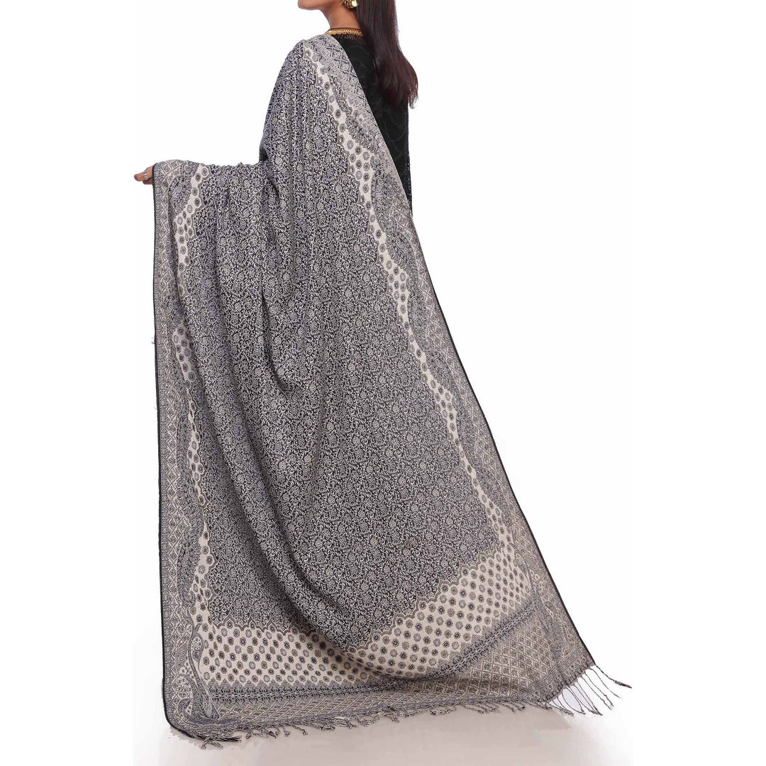 Grey Jacquard Shawl PW2703