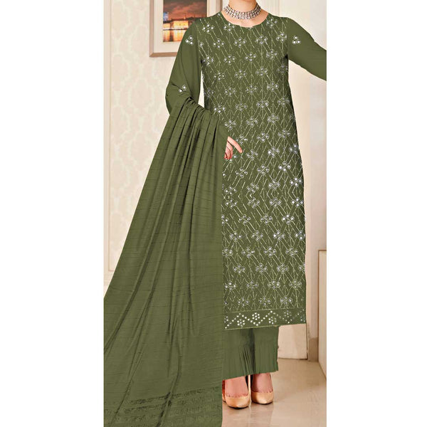 3PC- Unstitched Embroidered Dhanak Suit PW3359