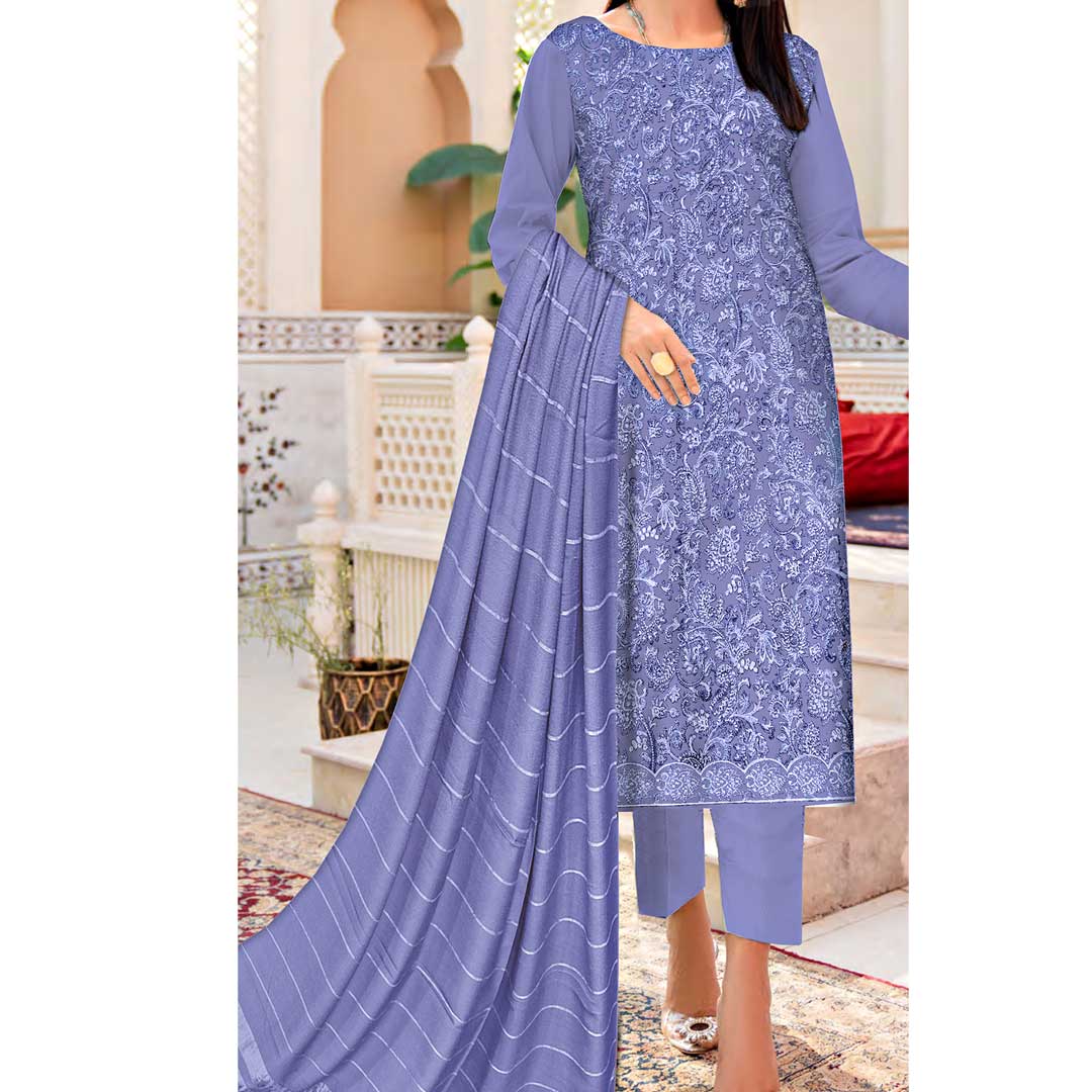 3PC- Unstitched Embroidered Dhanak Suit PW9416