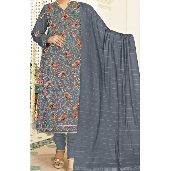 3PC- Unstitched Embroidered Dhanak Suit PW9417