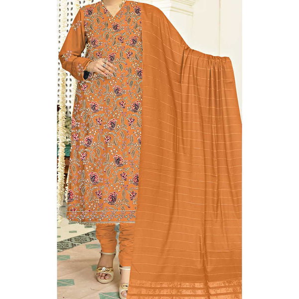 3PC- Unstitched Embroidered Dhanak Suit PW9417