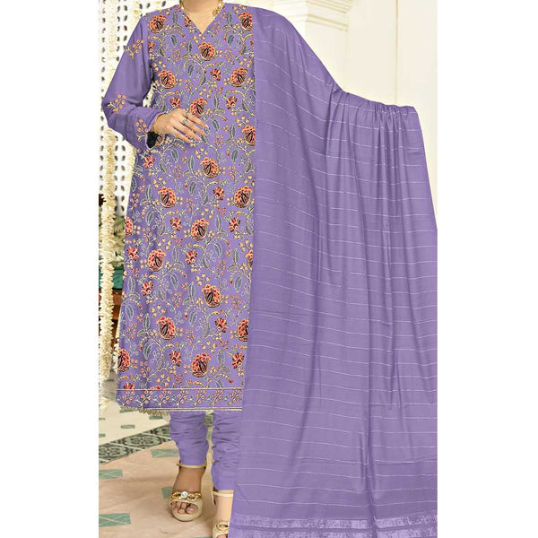 3PC- Unstitched Embroidered Dhanak Suit PW9417